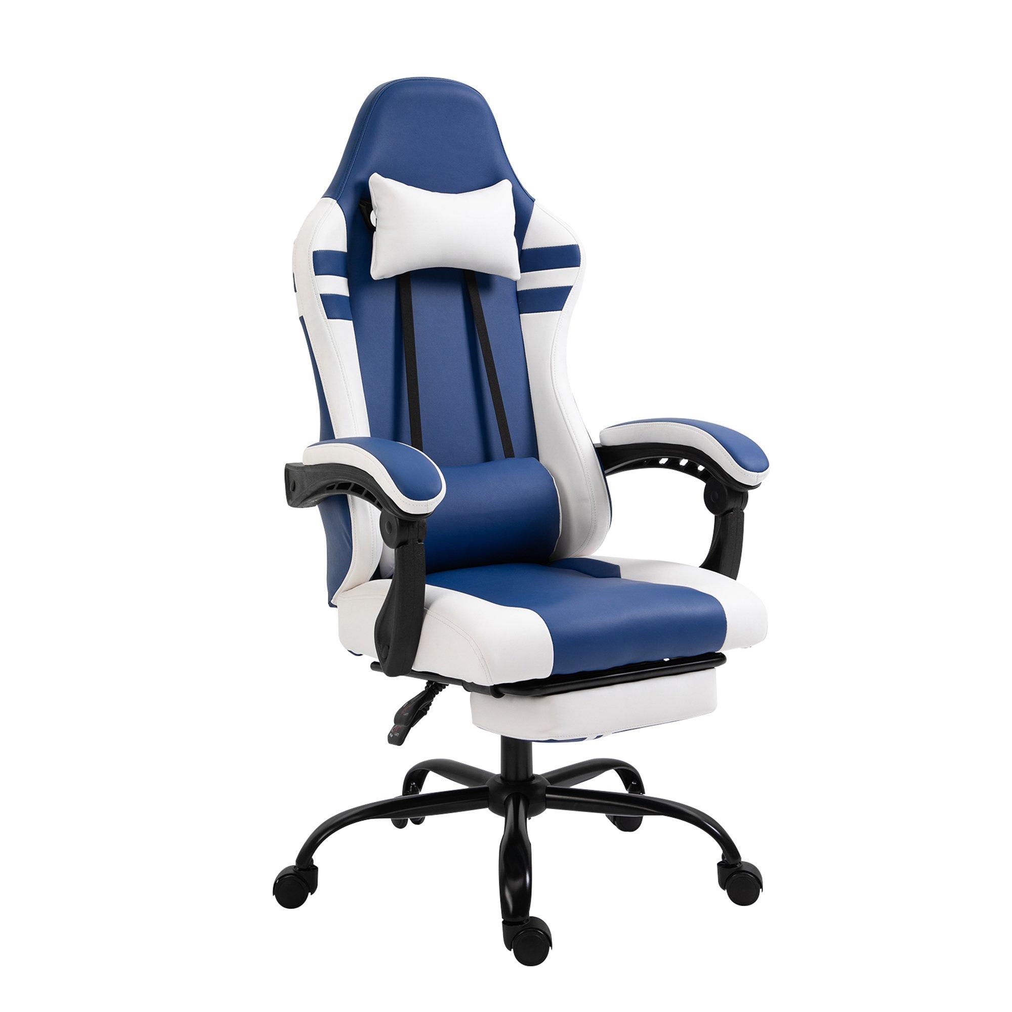 Luxe PU Leather Gaming Office Chair with Footrest Wheels Reclining