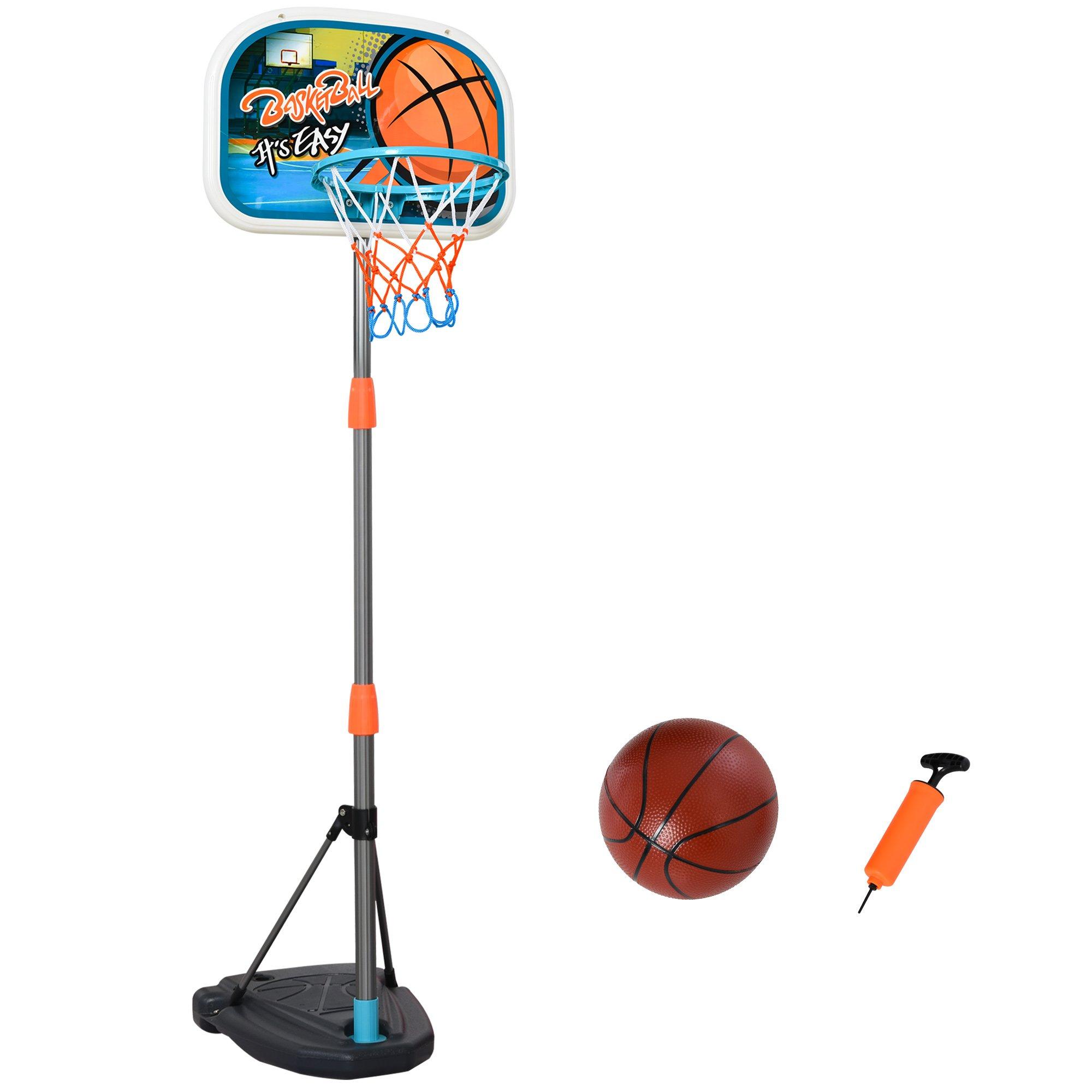 3 Pcs Kids Basketball Set with Hoop Ball Pump Height Fillable Base
