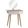 HOMCOM Wooden Compact Dressing Table Drawer Mirror 4 Legs Table Top Bedroom thumbnail 1