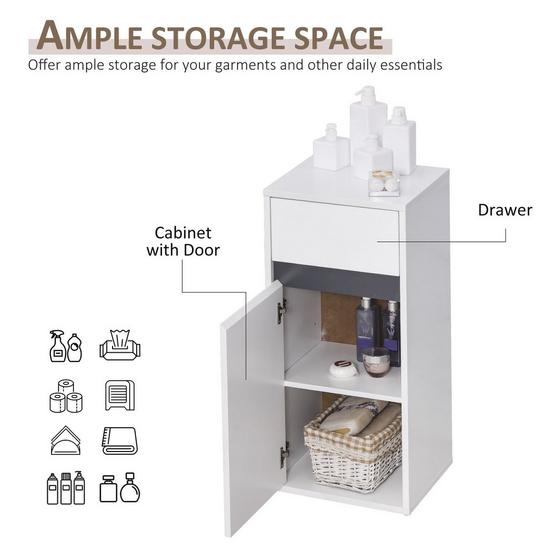 HOMCOM Modern Minimalistic Bathroom Storage Cabinet Drawer Cupboard 6