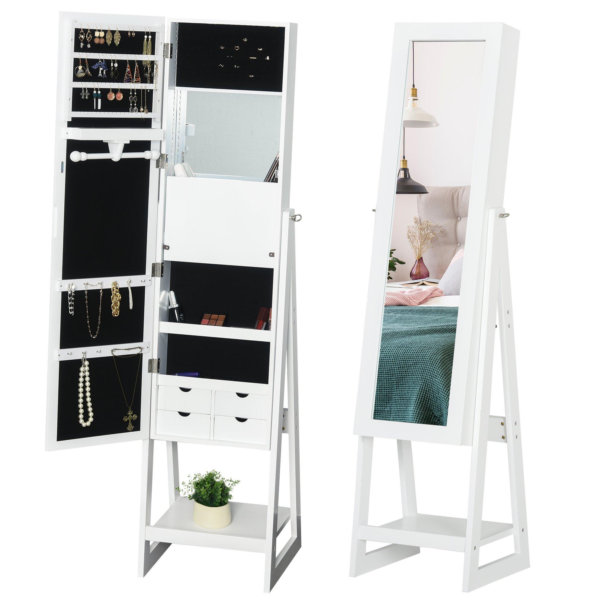 LED Light Jewelry Cabinet Storage Armoire 2 Mirrors Drawers
