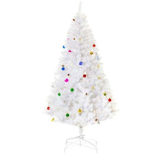 HOMCOM 6ft Snow Artificial Christmas Tree Metal Stand Decorations Home White 1