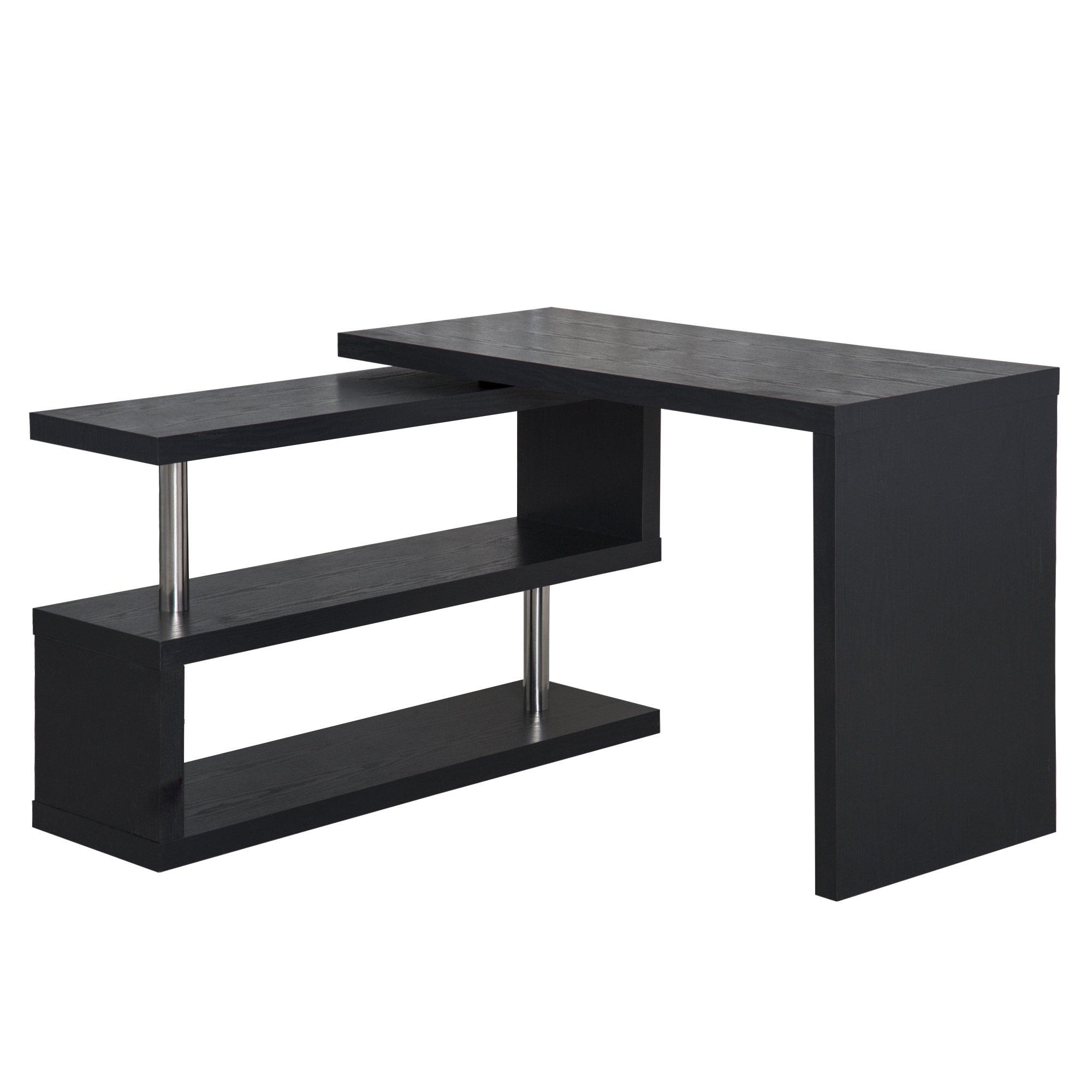 Modern Corner Rotating L Shaped Office Table Computer Desk with Shelf