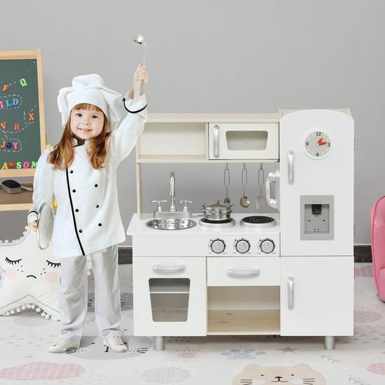 HOMCOM Kids Kitchen Playset with Accessories Large Simulation Kitchen Cooking 2