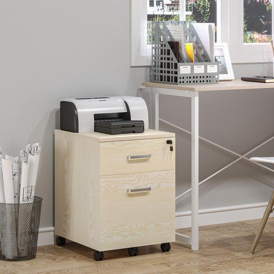 VINSETTO 2-Drawer Locking Office Filing Cabinet with 5 Wheels Rolling Storage 2