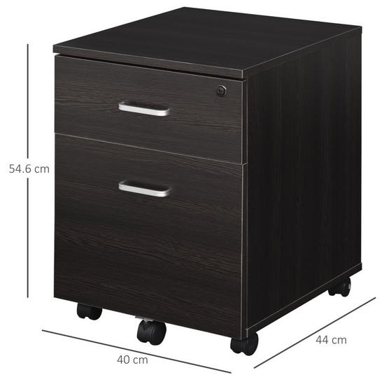 VINSETTO 2-Drawer Locking Office Filing Cabinet with 5 Wheels Rolling Storage 3