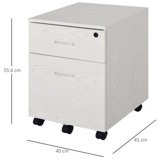 VINSETTO 2-Drawer Locking Office Filing Cabinet with 5 Wheels Rolling Storage 3