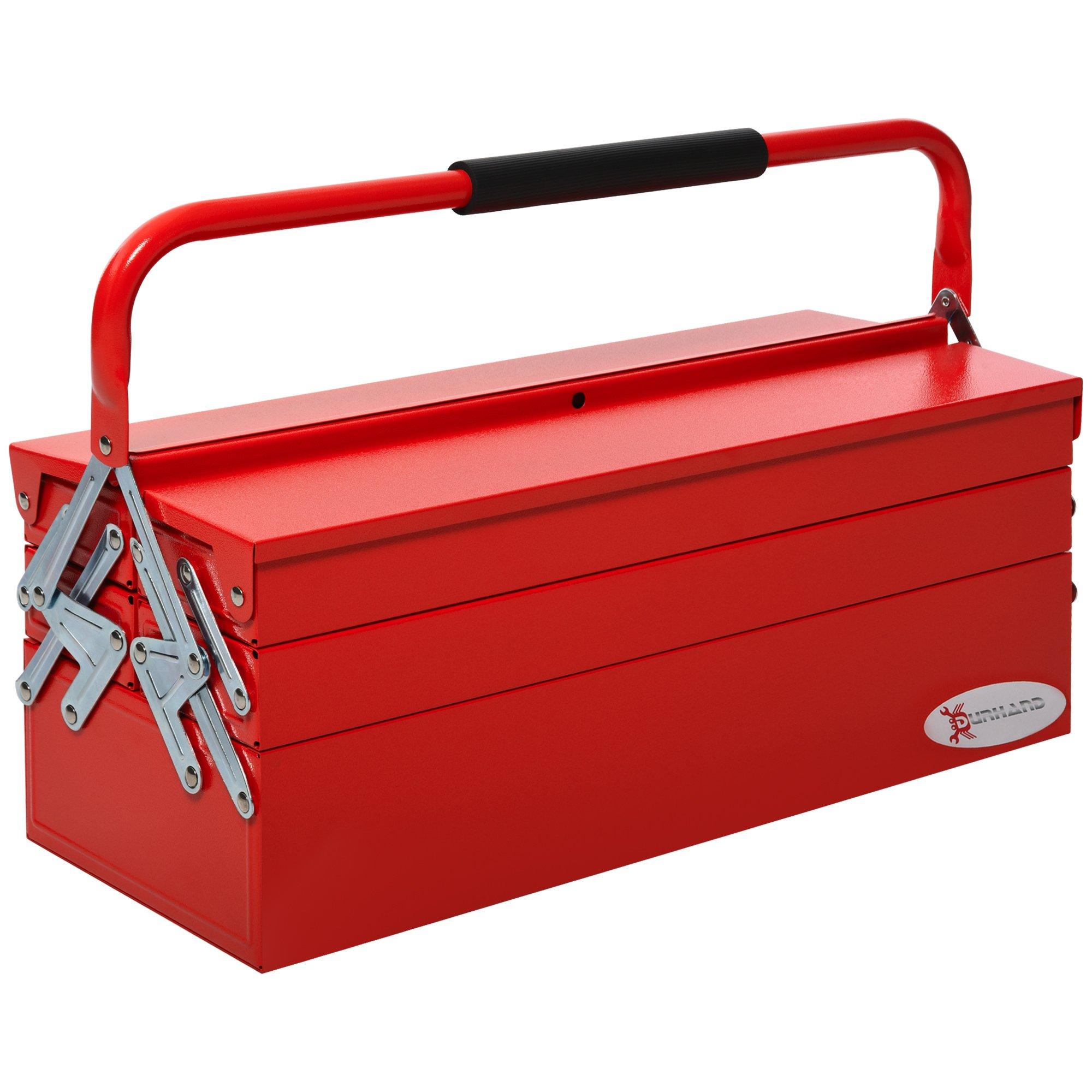 Portable 5-Tray Cantilever Metal Tool Box Steel Tool Chest Cabinet