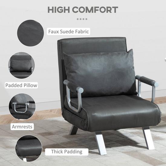 HOMCOM Single Sofa Bed Armchair Sofa Bed Guest Sleeper Lounge with Pillow 6