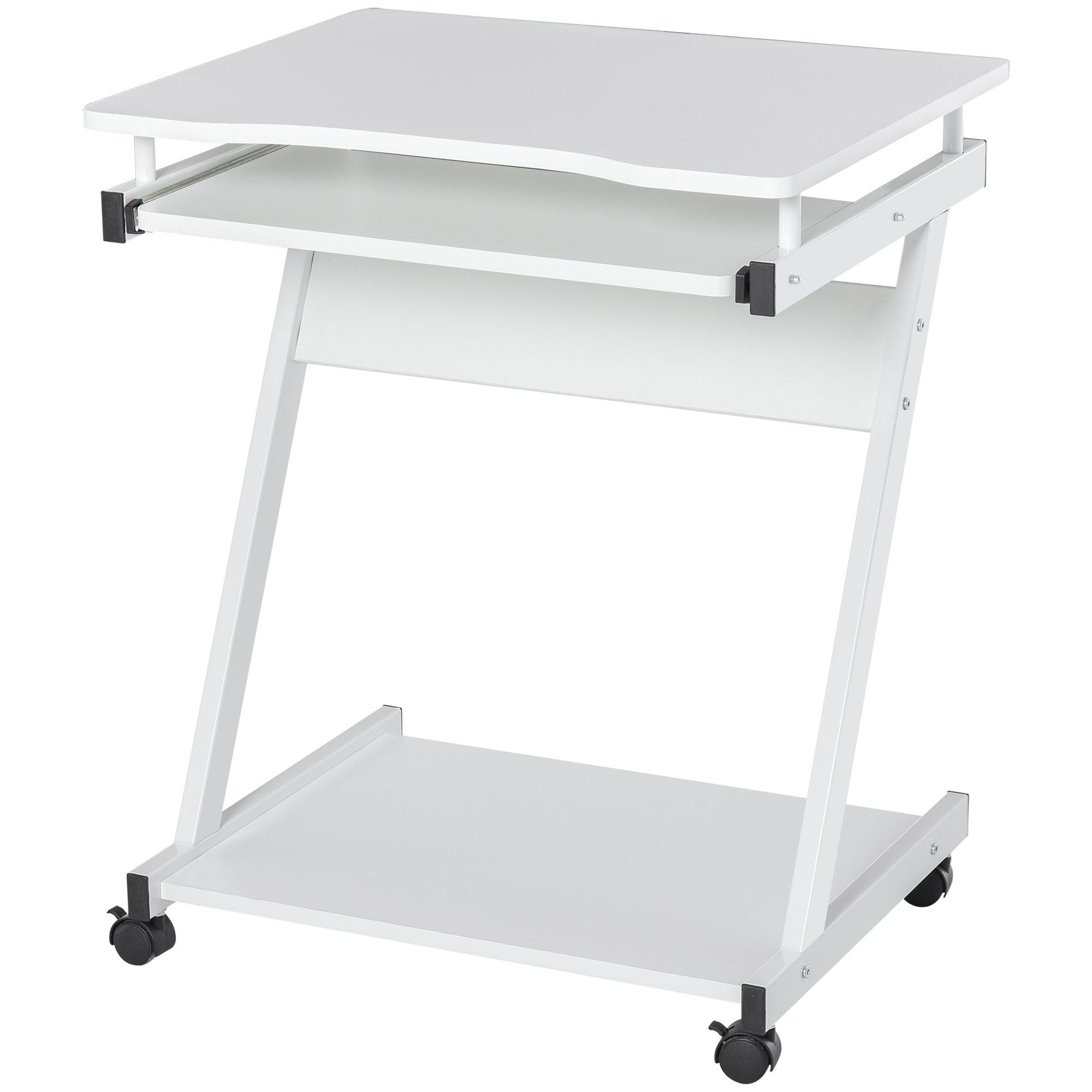 Movable Computer Desk with 4 Moving Wheels Sliding Keyboard Tray Home
