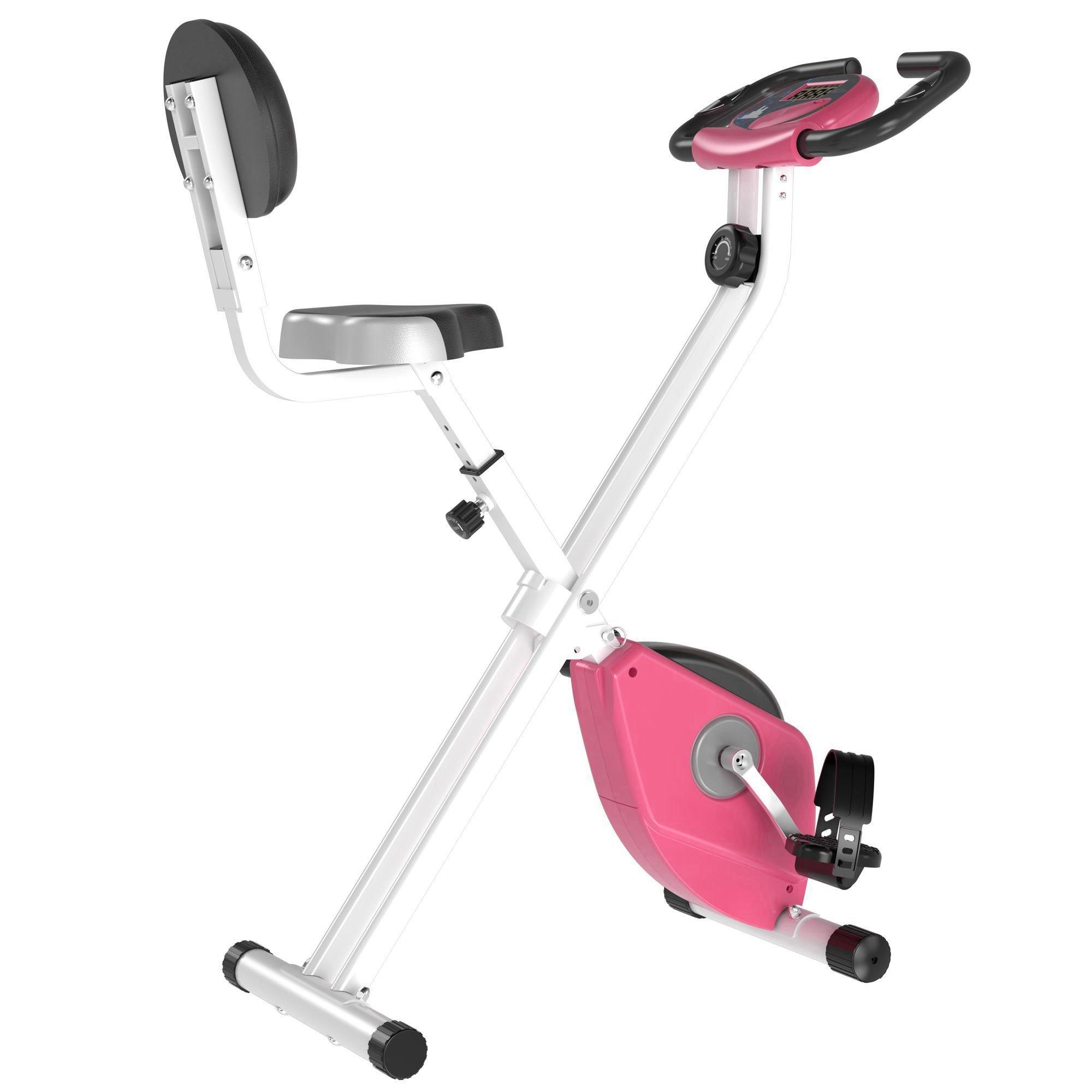 Magnetic Resistance Exercise Bike Foldable with LCD Monitor Adjustable Seat