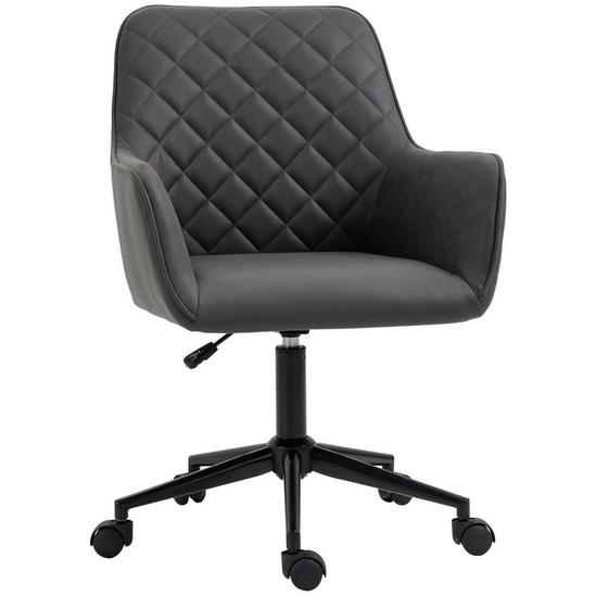 VINSETTO Swivel Argyle Office Chair Leather-Feel Fabric Home Study Leisure 1