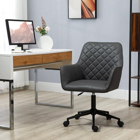 VINSETTO Swivel Argyle Office Chair Leather-Feel Fabric Home Study Leisure 2