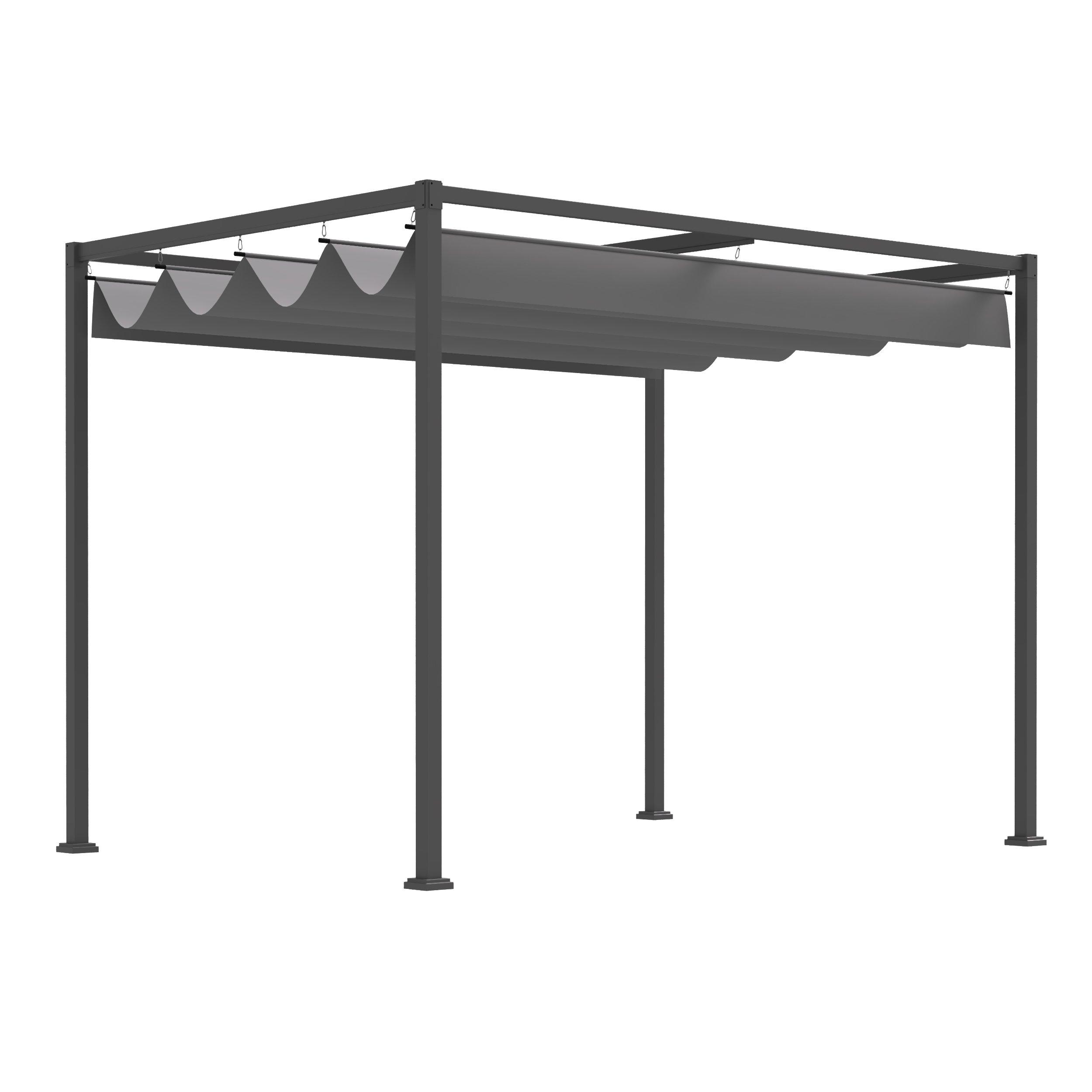 Metal Pergola Gazebo Patio Sun Shelter Retractable Canopy