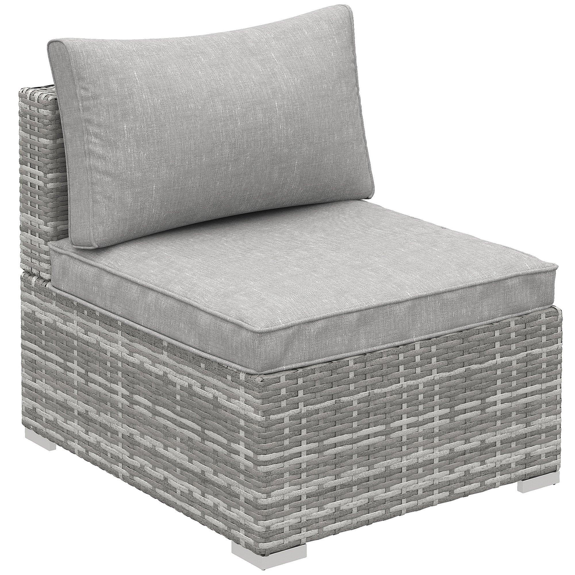 Outsunny  Outdoor Garden Furniture Rattan Single Middle Sofa Grey