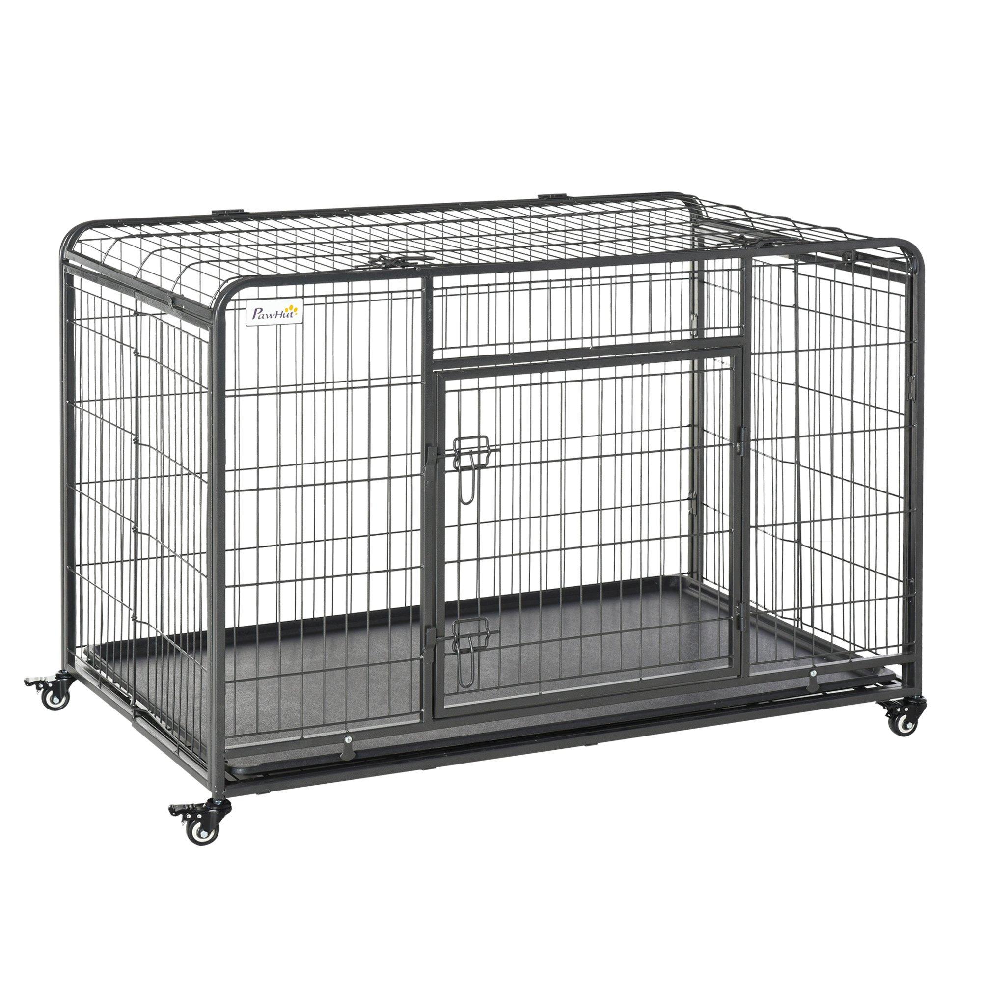 81x125cm Metal Dog Cage Kennel with Locking Door Wheels Tray for Extra Large Pets
