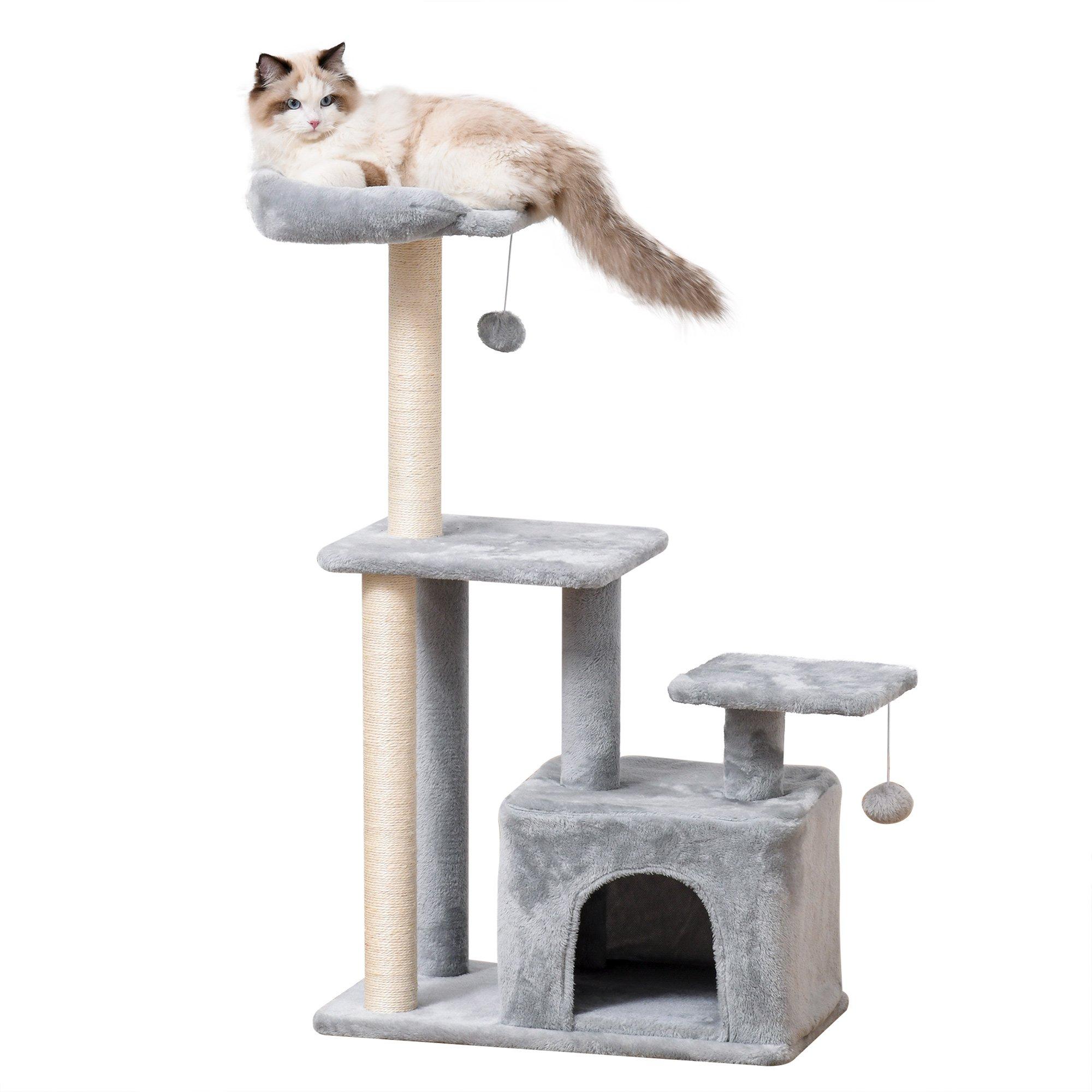 Cat Tree Tower with Scratching Posts Sisal Hanging Ball Condo