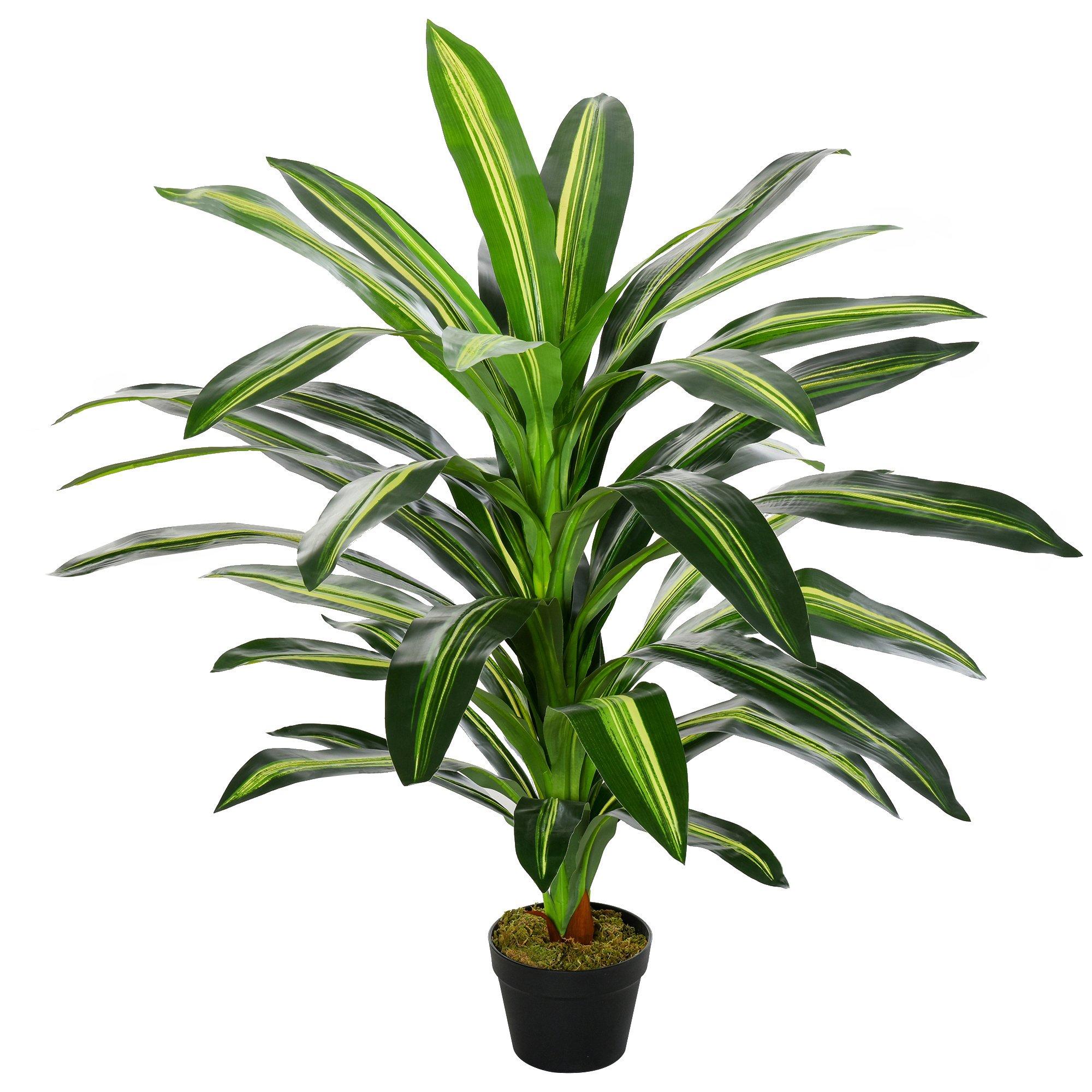 110cm/3.6FT Artificial Dracaena Plant Realistic Fake Tree Potted