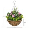 OUTSUNNY 2 PCs Artificial Lisianthus Flower Hanging Planter Basket Indoor thumbnail 3