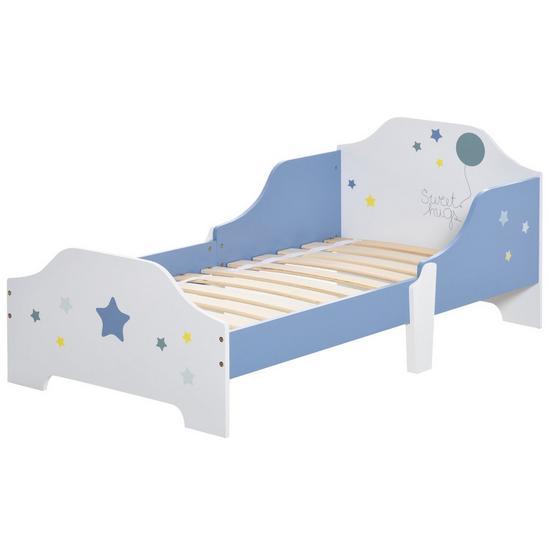 HOMCOM Kids Star & Balloon Single Bed Frame with Safe Guardrails Slats Bedroom Furniture 1