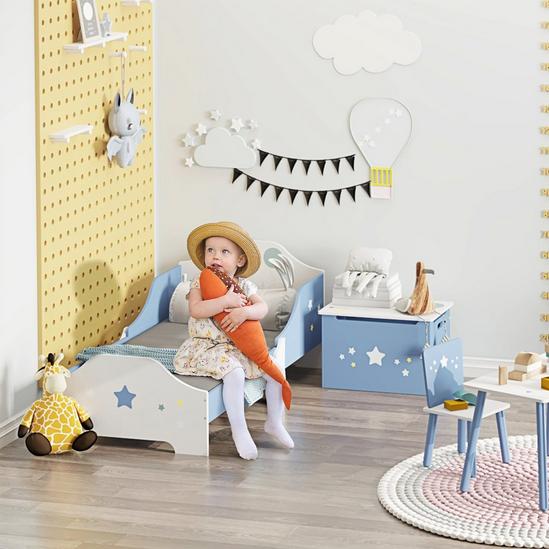 HOMCOM Kids Star & Balloon Single Bed Frame with Safe Guardrails Slats Bedroom Furniture 2