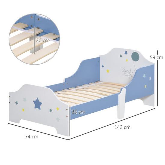 HOMCOM Kids Star & Balloon Single Bed Frame with Safe Guardrails Slats Bedroom Furniture 3