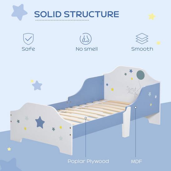 HOMCOM Kids Star & Balloon Single Bed Frame with Safe Guardrails Slats Bedroom Furniture 4