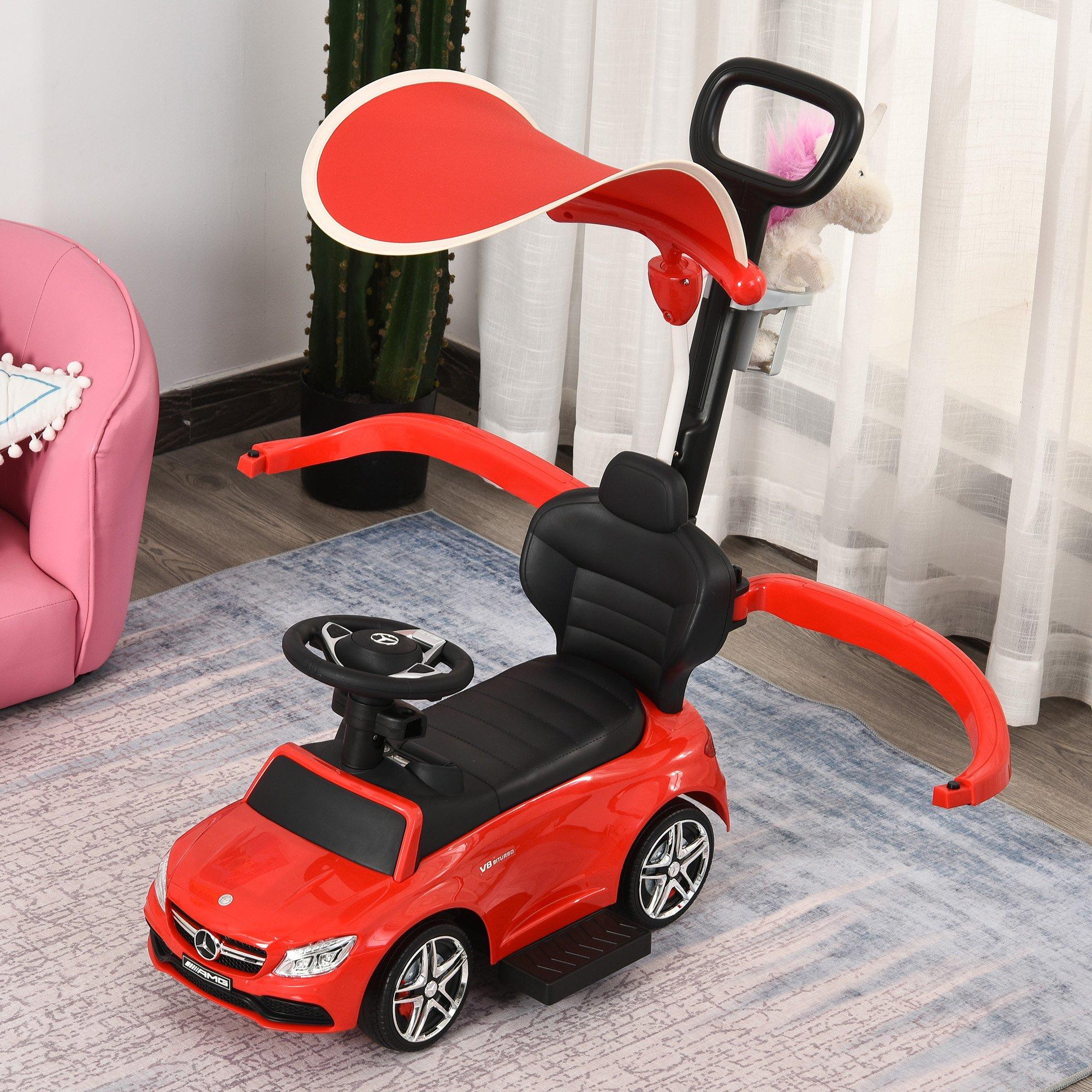 3 in 1 Ride on Push Car for Toddlers Stroller Sliding Car w/ Canopy 1-3 Years Old