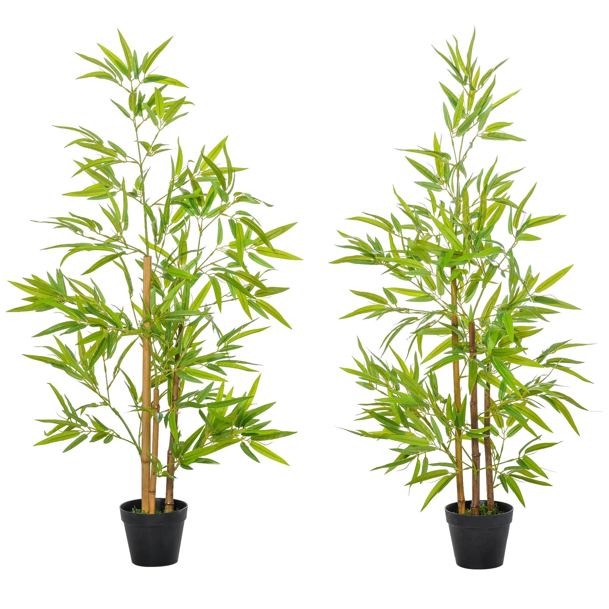 Set of 2 120cm/4FT Artificial Bamboo Tree Decorative Plant Pot Indoor