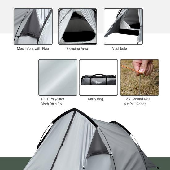 OUTSUNNY 1-2 Man Camping Dome Tent Porch Mesh Window Double Layer Hiking 6