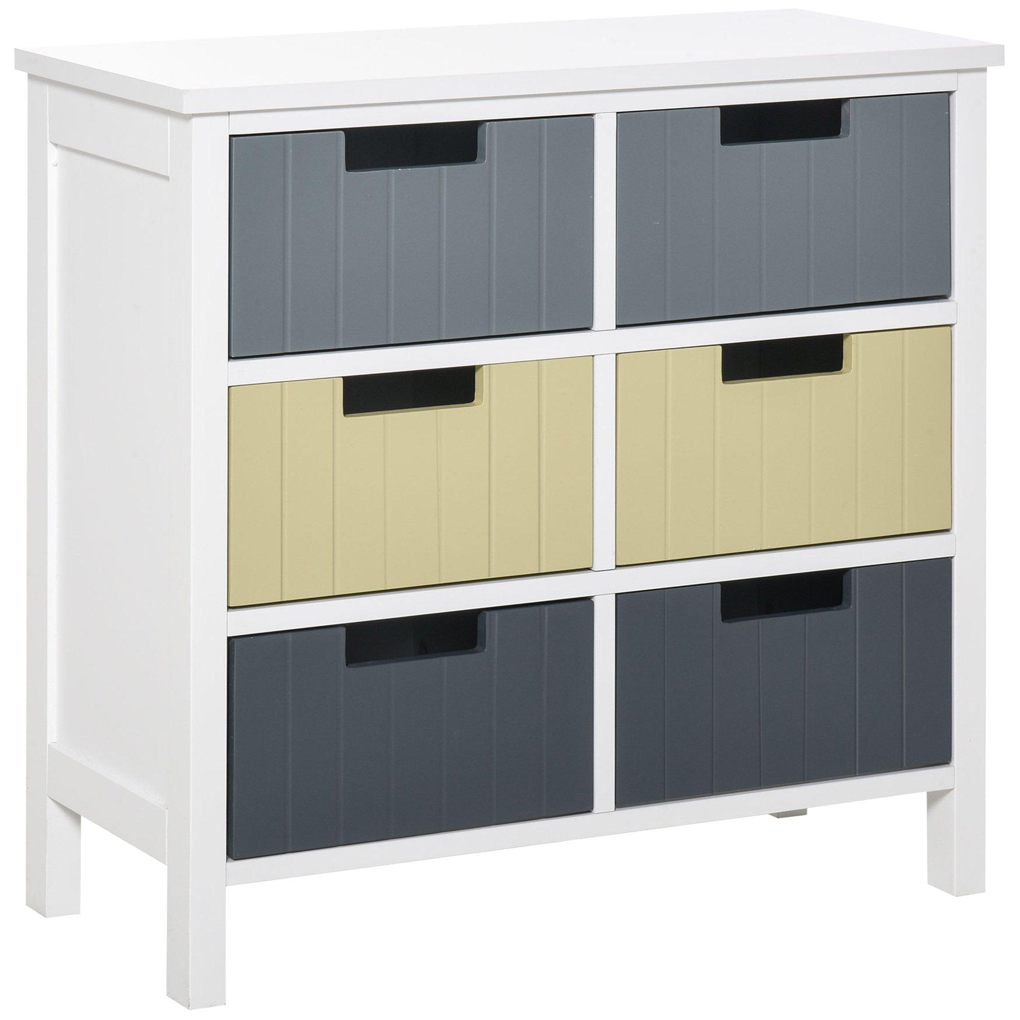 Chest of Drawers Storage Side Cabinet with 6 Detachable Drawers