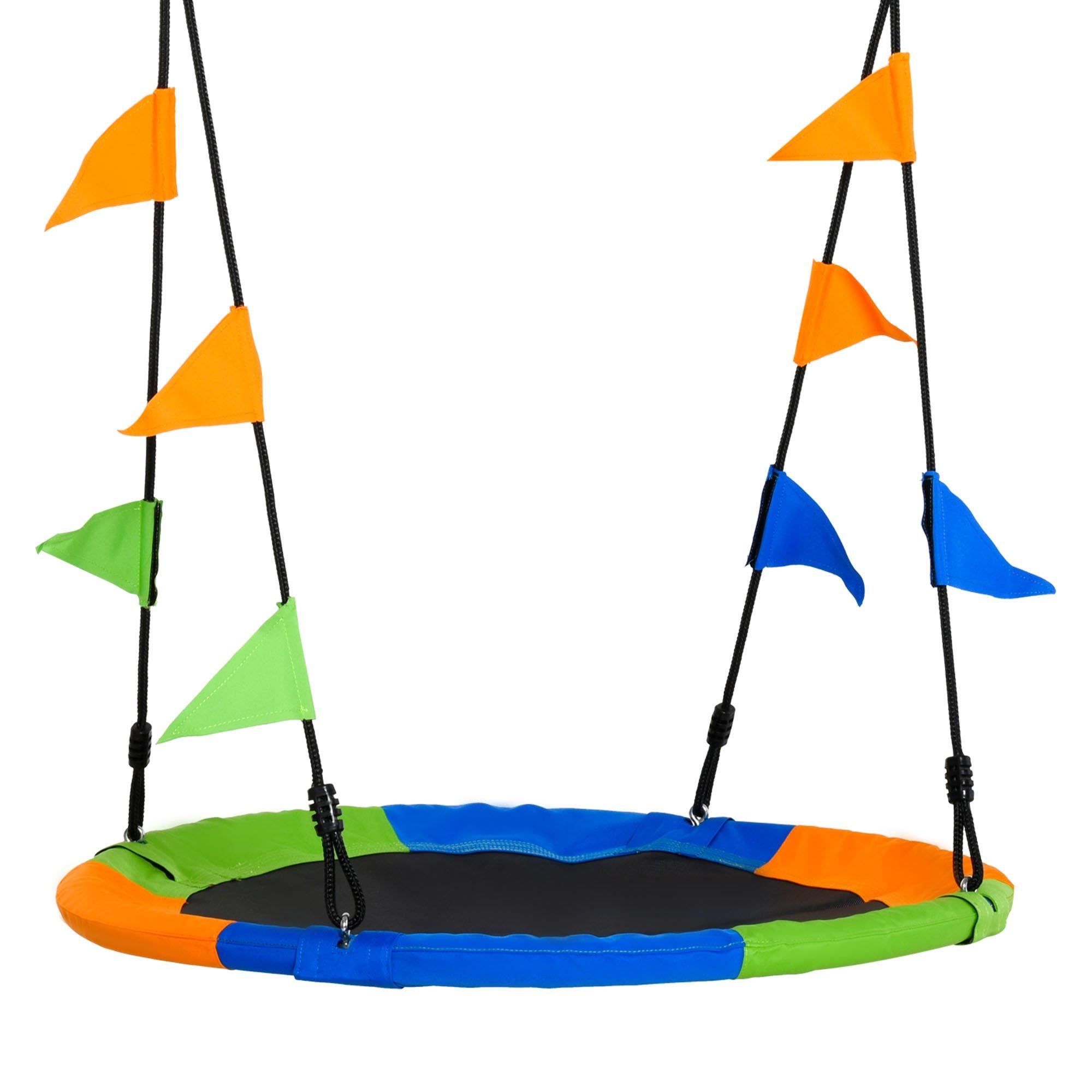 Saucer Tree Swing Set with Adjustable Rope Waterproof Seat Steel Frame