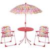 OUTSUNNY Kids Folding Picnic Table Chair Set Butterfly Pattern Outdoor with Parasol, Pink thumbnail 1