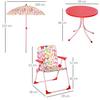 OUTSUNNY Kids Folding Picnic Table Chair Set Butterfly Pattern Outdoor with Parasol, Pink thumbnail 3