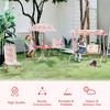 OUTSUNNY Kids Folding Picnic Table Chair Set Butterfly Pattern Outdoor with Parasol, Pink thumbnail 4