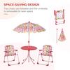 OUTSUNNY Kids Folding Picnic Table Chair Set Butterfly Pattern Outdoor with Parasol, Pink thumbnail 5