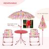 OUTSUNNY Kids Folding Picnic Table Chair Set Butterfly Pattern Outdoor with Parasol, Pink thumbnail 6
