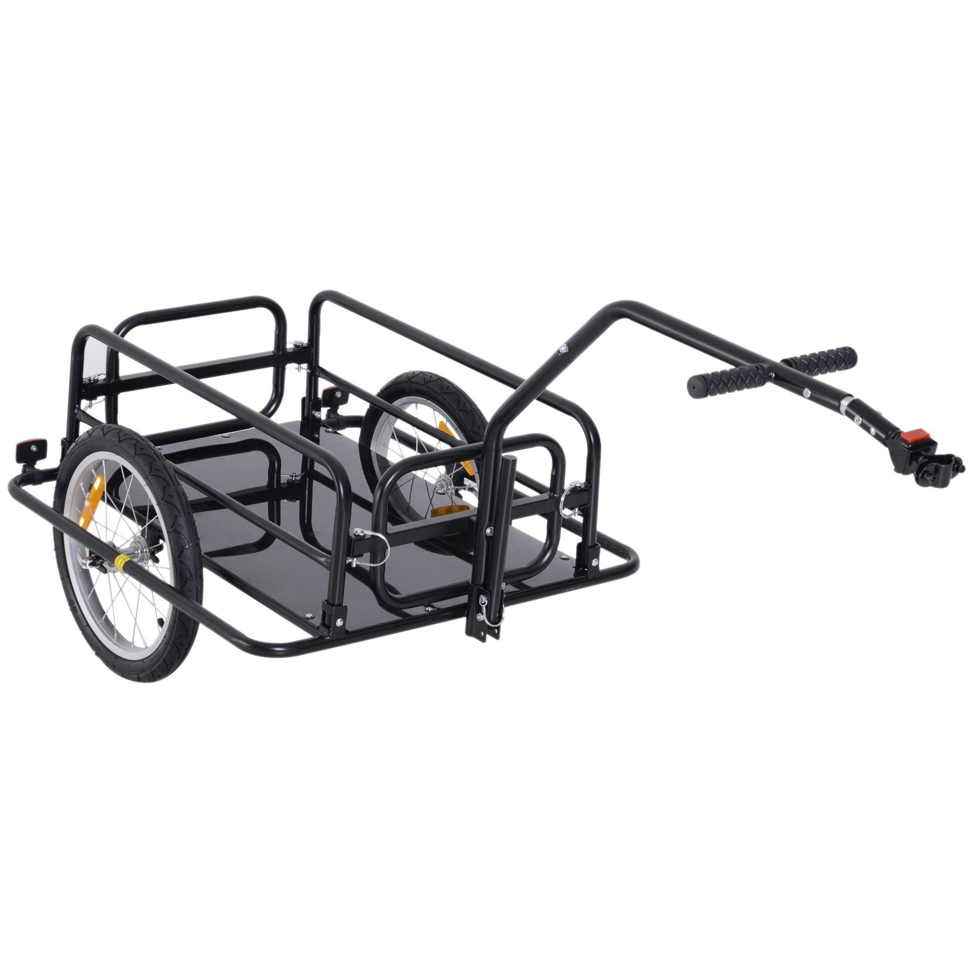 Folding Bicycle Cargo Storage Cart and Luggage Trailer with Hitch Black