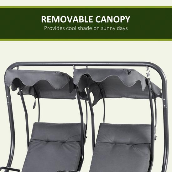 OUTSUNNY 2 Seater Garden Metal Swing Seat Patio Swinging Chair Hammock Canopy 6