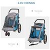 PAWHUT 2 IN 1 Dog Bike Trailer Pet Carrier Stroller 360° Rotatable Front Wheel Reflectors Parking Straps Hitch Coupler Cup Holder Water Resistant thumbnail 6