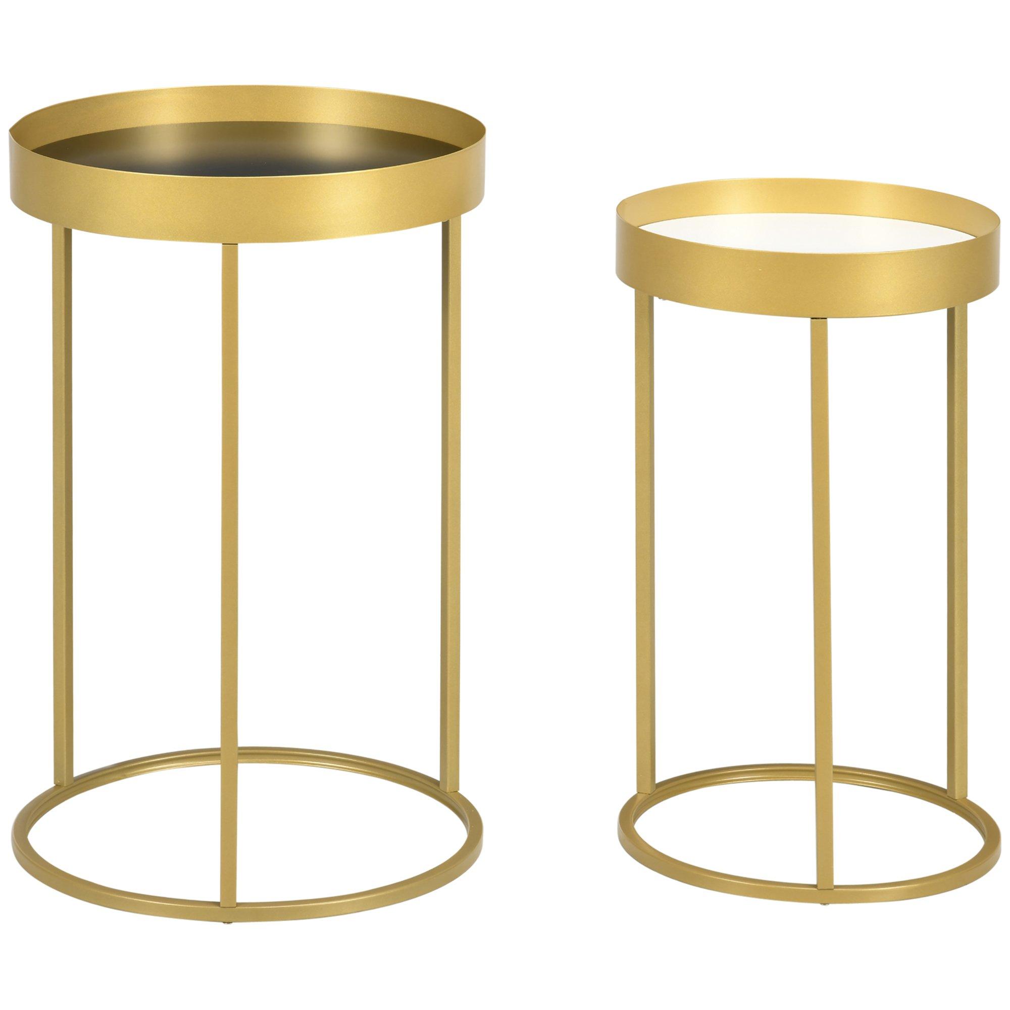 Nesting Coffee Tables Set of 2 Modern Gold End Tables