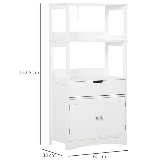 Kleankin Bathroom Floor Cabinet Storage Unit Kitchen Cupboard with Drawer Shelf 4