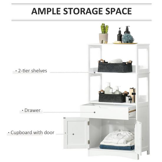 Kleankin Bathroom Floor Cabinet Storage Unit Kitchen Cupboard with Drawer Shelf 6