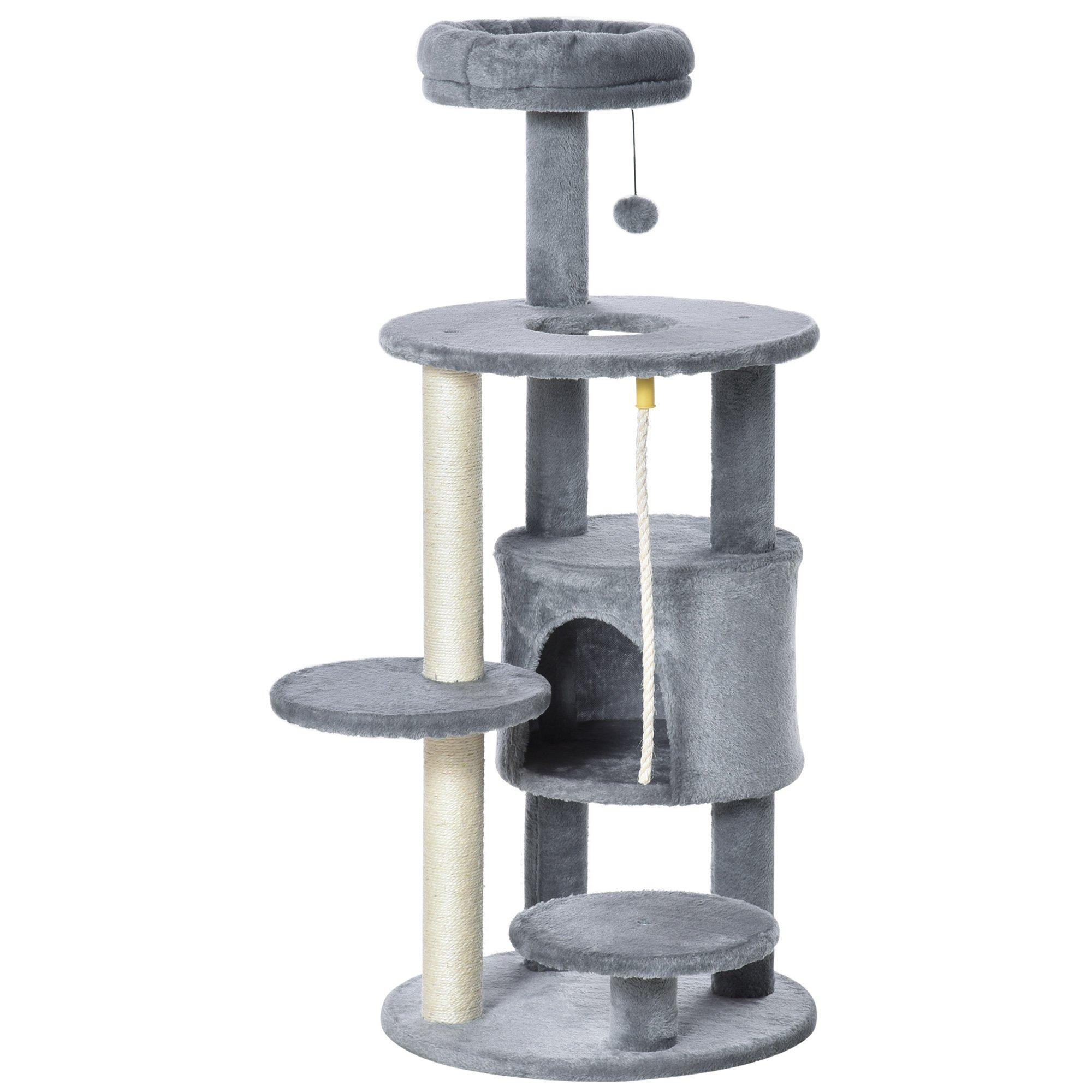 Cat Tree Tower Activity Center with Hanging Ball Toy Teasing Rope
