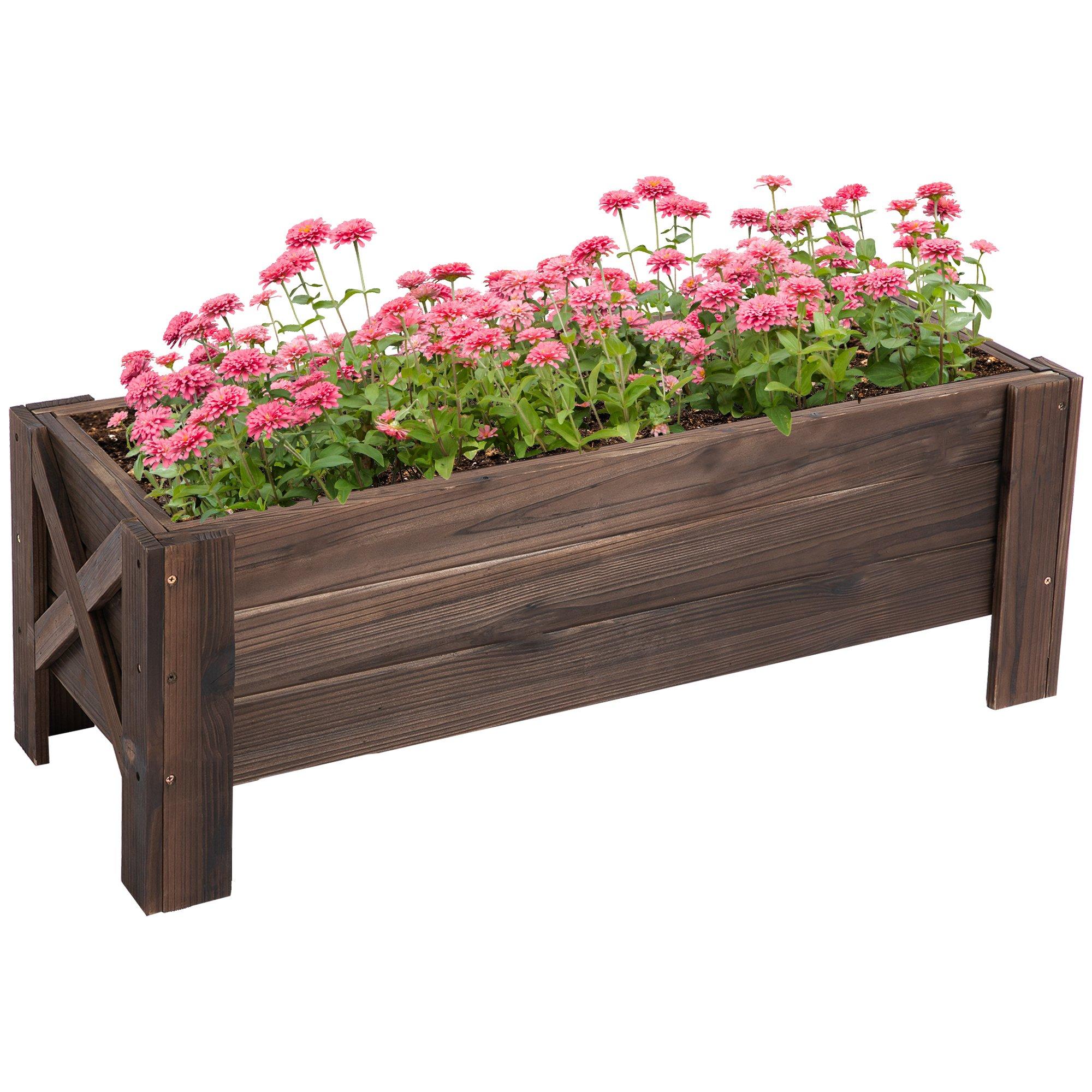 Wooden Garden Raised Bed Planter Grow Containers Pot, 100x36.5x36cm