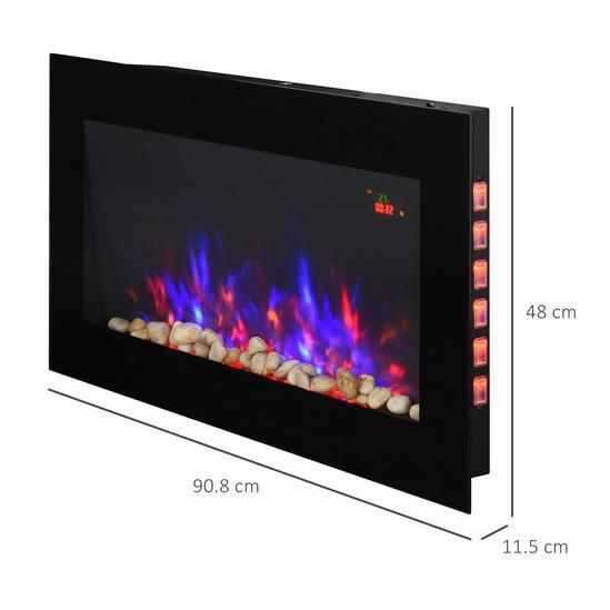 HOMCOM 1000W/2000W LED Electric Fireplace Automatic Function Remote Timer Safe Heater 5