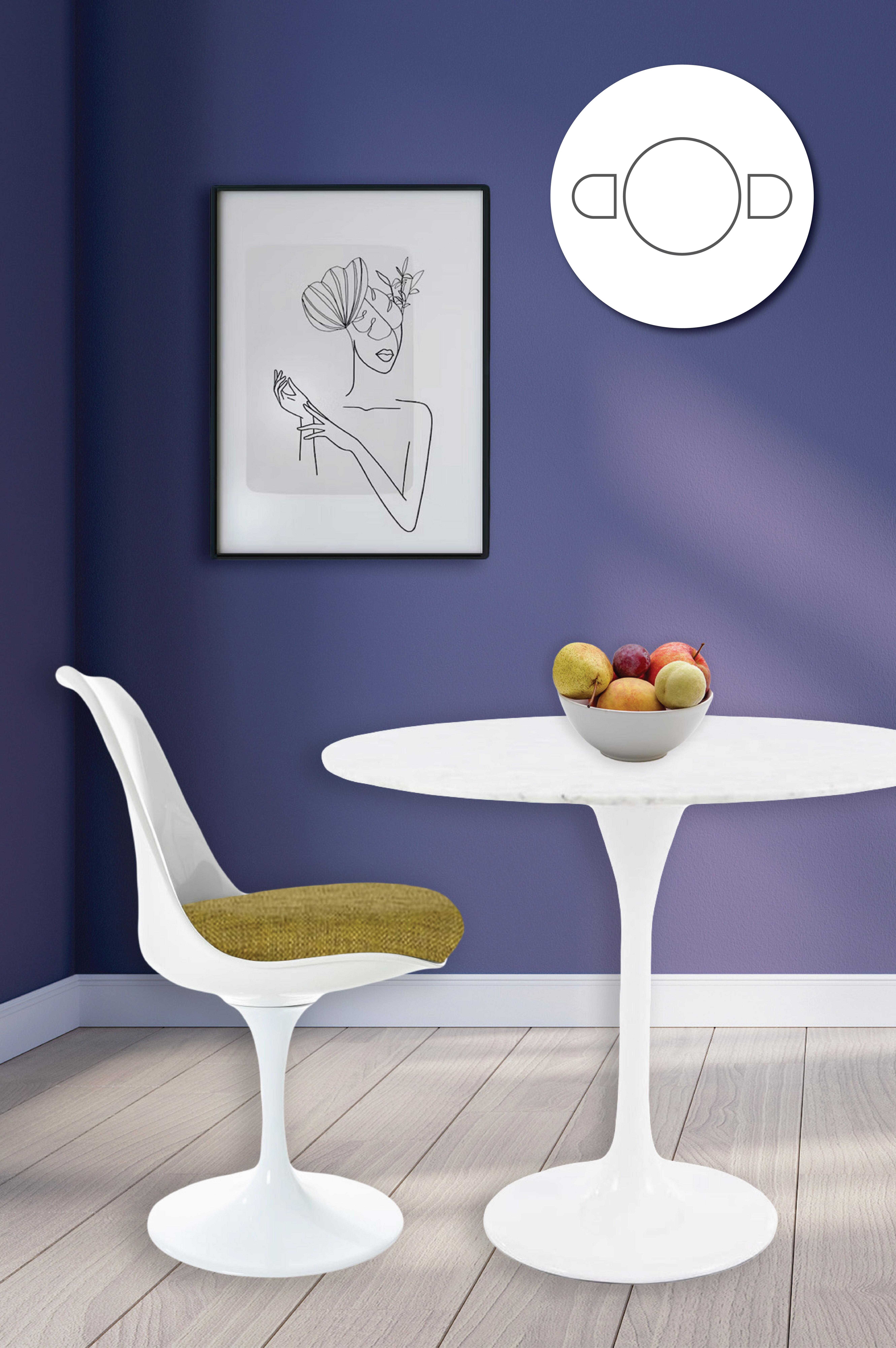 Tulip Set - Marble Medium Circular Table and Two Chairs with Textured Cushion