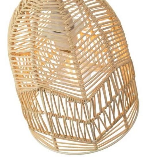 Happy Homewares Traditional Bell Shaped Light Brown Rattan Wicker Ceiling Pendant Light Shade 2