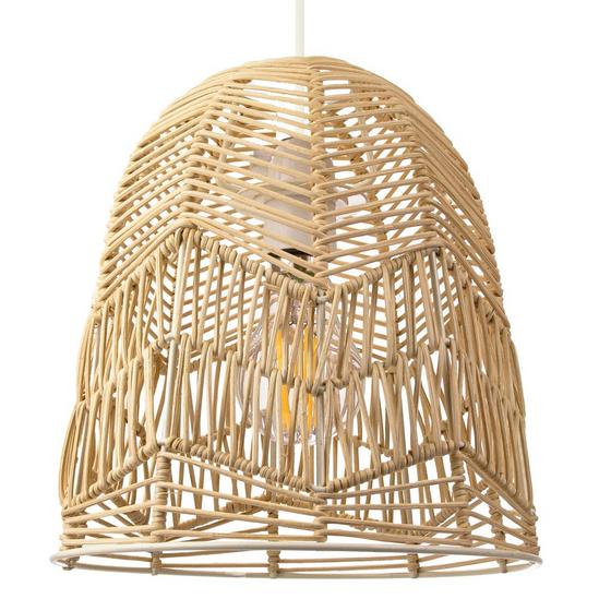 Happy Homewares Traditional Bell Shaped Light Brown Rattan Wicker Ceiling Pendant Light Shade 4