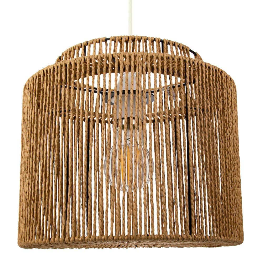 Traditional Vintage Thin Woven Rope Brown Non-Electrical Pendant Light Shade